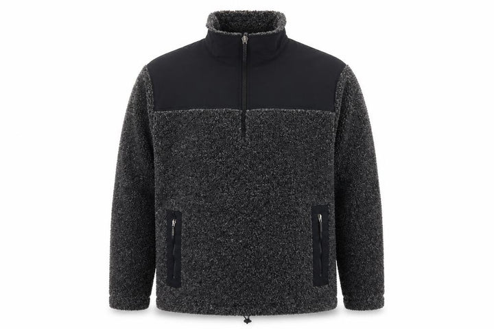 Mississippi Blue Men’s Grey L 1/4 Zip Borg Fleece Pullover Sweatshirt
