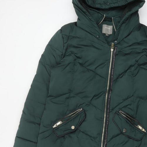Oasis Women’s Green M Long Hooded Quilted Puffer Coat