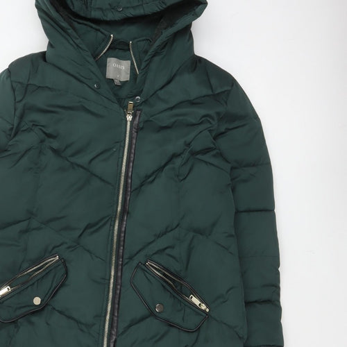 Oasis Women’s Green M Long Hooded Quilted Puffer Coat