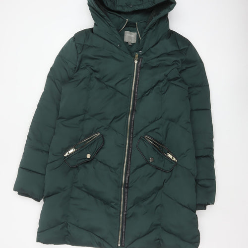 Oasis Women’s Green M Long Hooded Quilted Puffer Coat