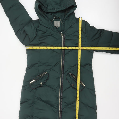 Oasis Women’s Green M Long Hooded Quilted Puffer Coat