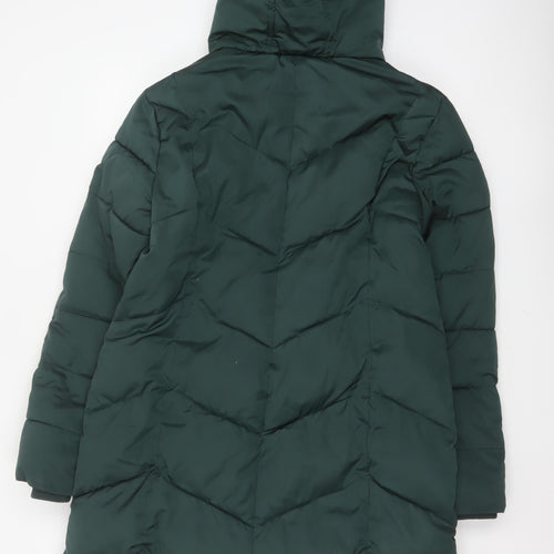 Oasis Women’s Green M Long Hooded Quilted Puffer Coat