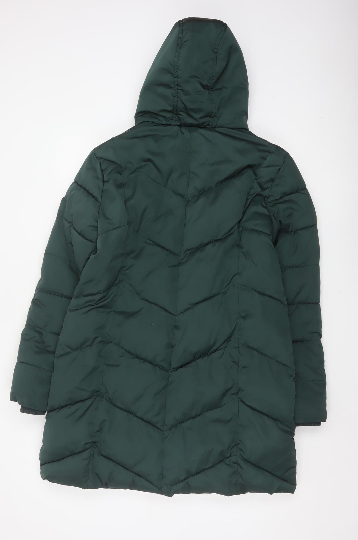 Oasis Women’s Green M Long Hooded Quilted Puffer Coat