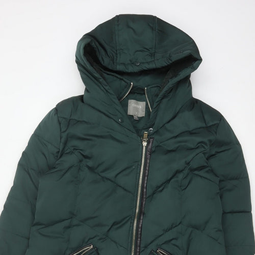 Oasis Women’s Green M Long Hooded Quilted Puffer Coat