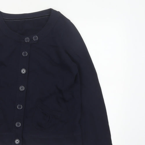 TU Women’s Blue UK 10 Basic Cropped Cotton Button Jacket