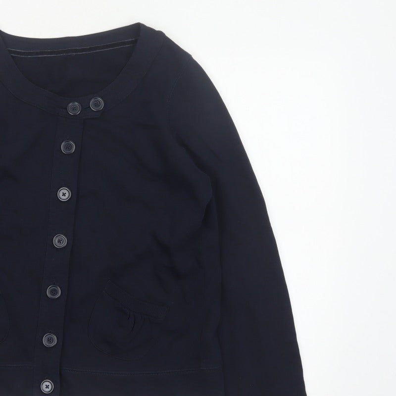 TU Women’s Blue UK 10 Basic Cropped Cotton Button Jacket