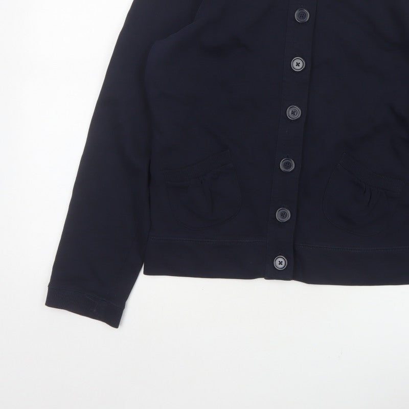 TU Women’s Blue UK 10 Basic Cropped Cotton Button Jacket