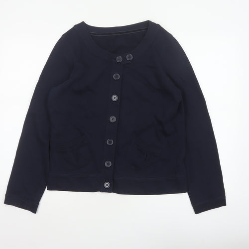 TU Women’s Blue UK 10 Basic Cropped Cotton Button Jacket