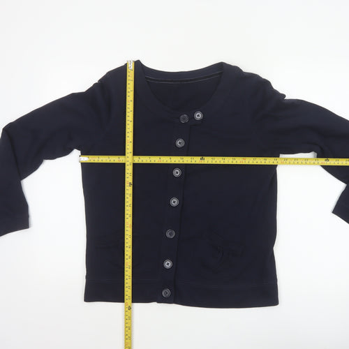 TU Women’s Blue UK 10 Basic Cropped Cotton Button Jacket