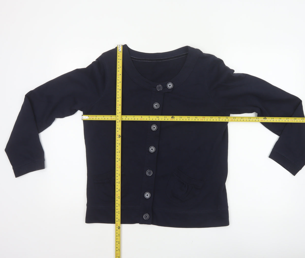 TU Women’s Blue UK 10 Basic Cropped Cotton Button Jacket
