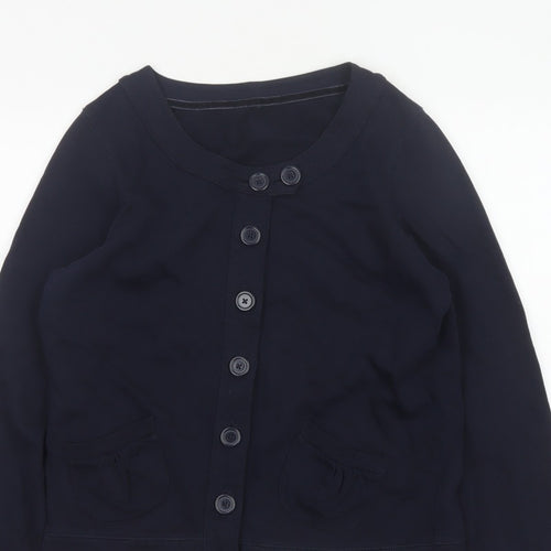 TU Women’s Blue UK 10 Basic Cropped Cotton Button Jacket