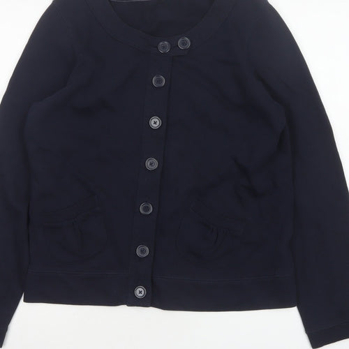TU Women’s Blue UK 10 Basic Cropped Cotton Button Jacket
