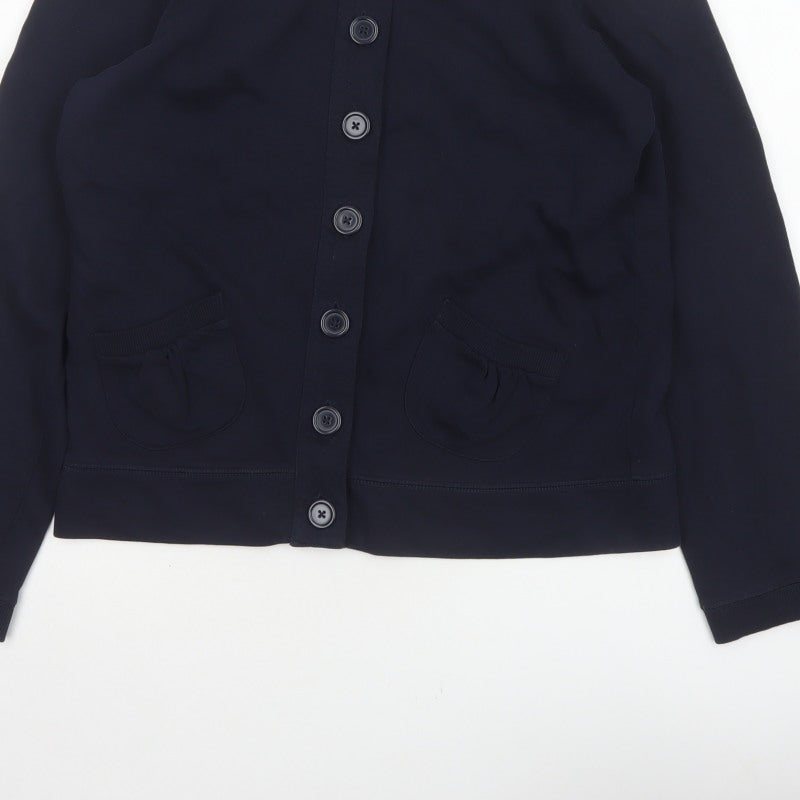 TU Women’s Blue UK 10 Basic Cropped Cotton Button Jacket