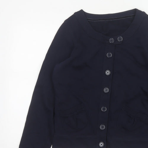TU Women’s Blue UK 10 Basic Cropped Cotton Button Jacket