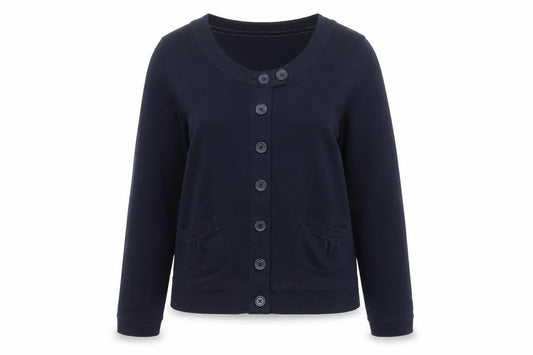TU Women’s Blue UK 10 Basic Cropped Cotton Button Jacket