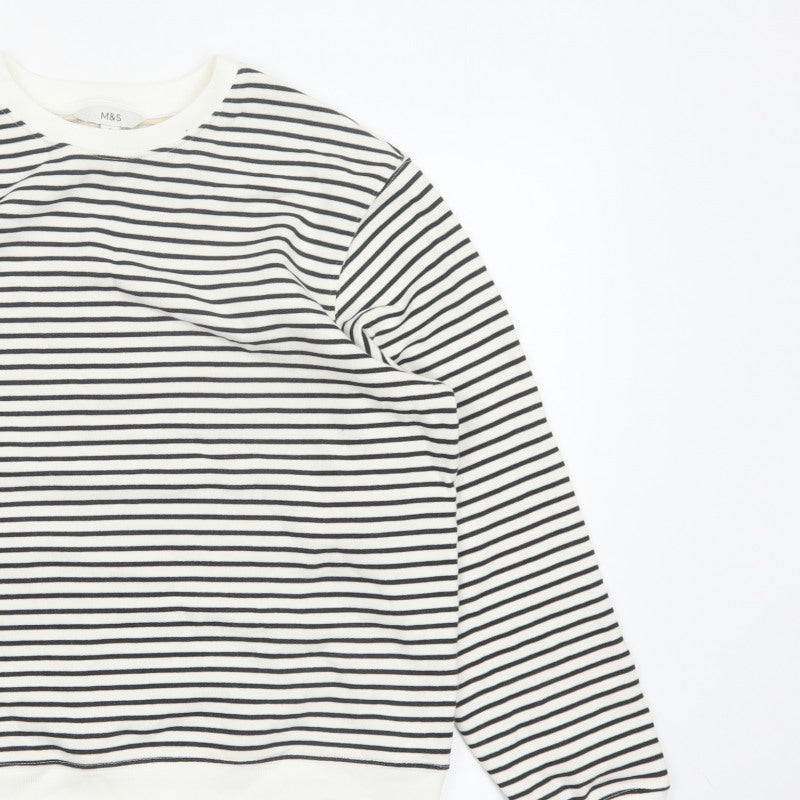 Additional view of Marks and Spencer Women’s White Black Striped M Pullover Sweatshirt