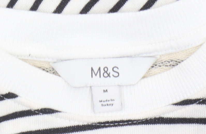 Additional view of Marks and Spencer Women’s White Black Striped M Pullover Sweatshirt
