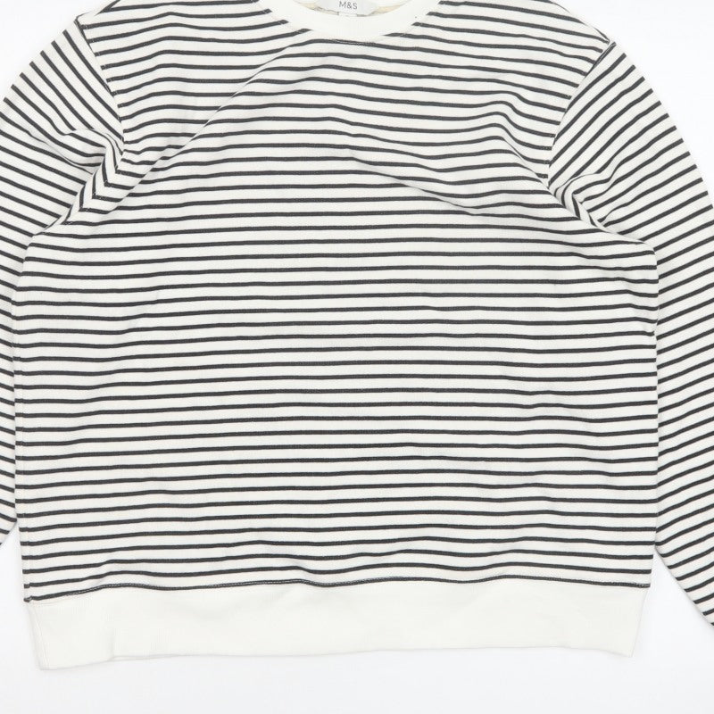 Additional view of Marks and Spencer Women’s White Black Striped M Pullover Sweatshirt