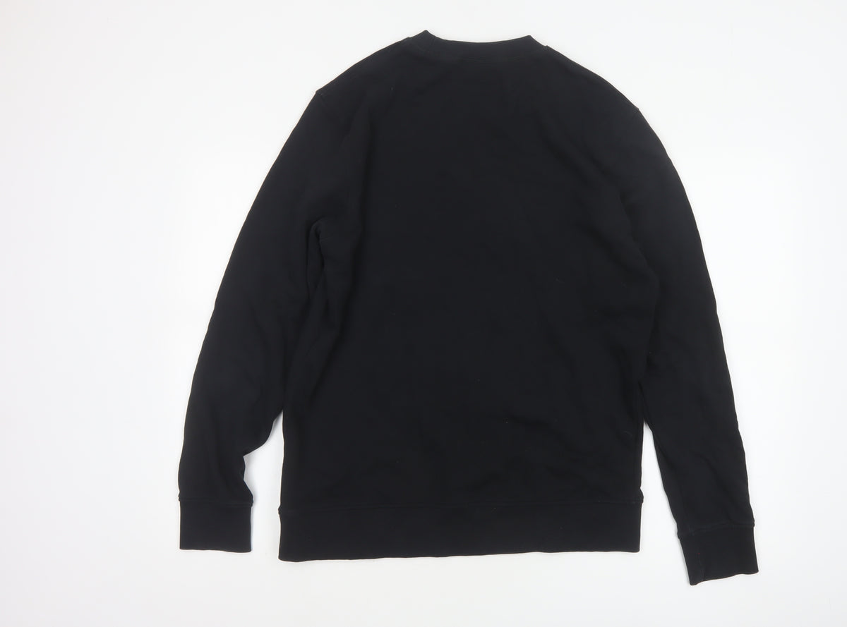 Jack & Jones Men’s Black L Pullover Crew Neck Logo Cotton Sweatshirt