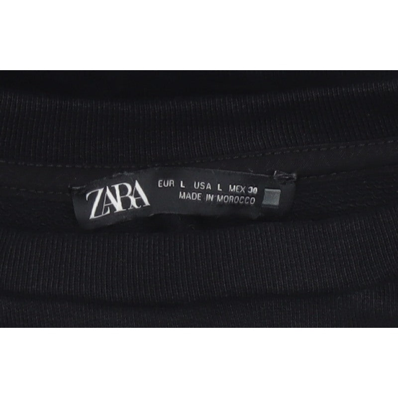 Zara Women Black L Cropped Puff Balloon Sleeve Blouse