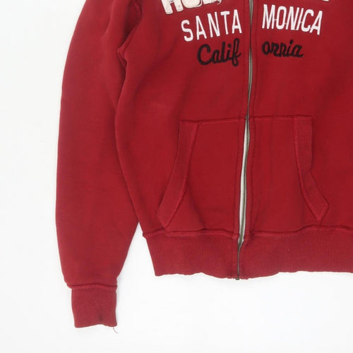 Hollister Men Red S Full Zip Hooded Graphic Print Santa Monica Hoodie