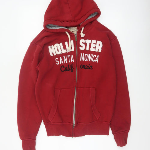 Hollister Men Red S Full Zip Hooded Graphic Print Santa Monica Hoodie