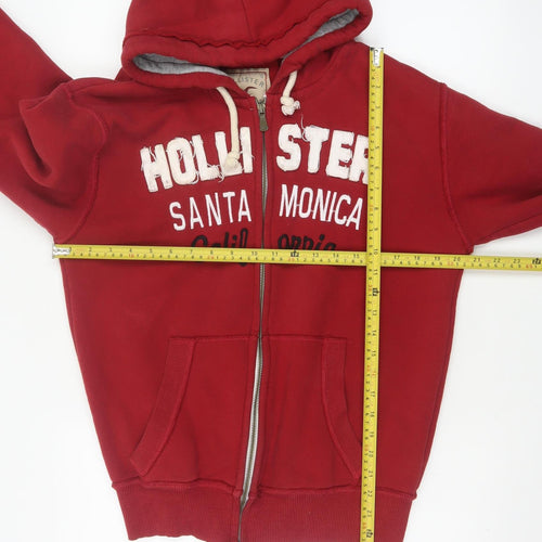 Hollister Men Red S Full Zip Hooded Graphic Print Santa Monica Hoodie