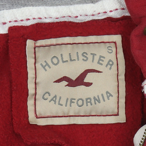 Hollister Men Red S Full Zip Hooded Graphic Print Santa Monica Hoodie