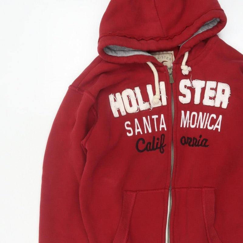 Hollister Men Red S Full Zip Hooded Graphic Print Santa Monica Hoodie