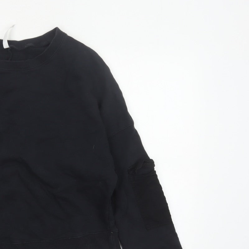 Additional view of Fabletics Women’s Black M Crew Neck Pullover Sweatshirt Zip Sleeve Pockets