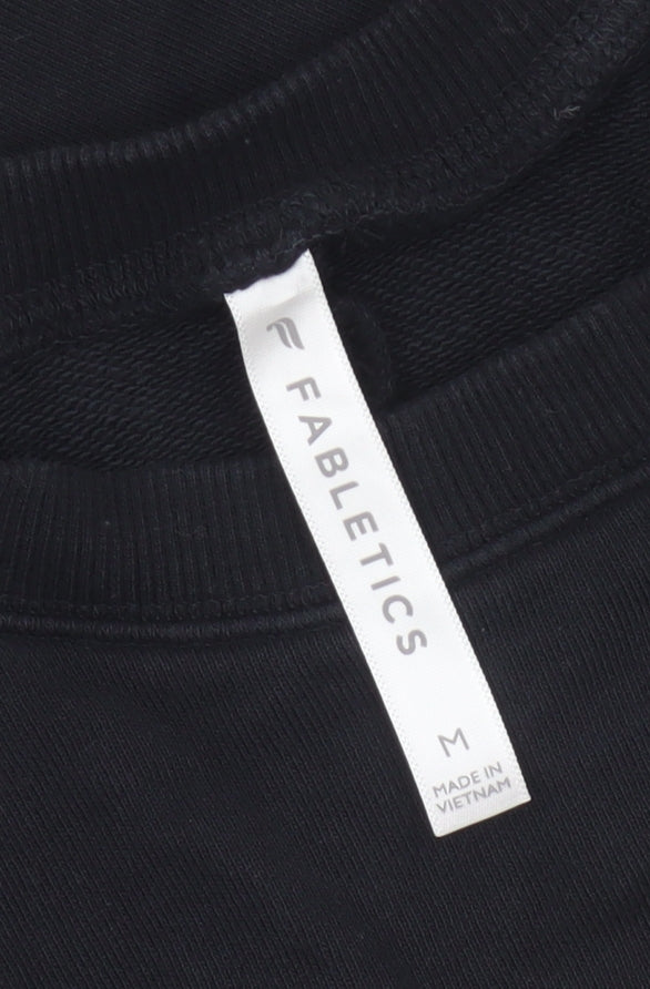 Additional view of Fabletics Women’s Black M Crew Neck Pullover Sweatshirt Zip Sleeve Pockets