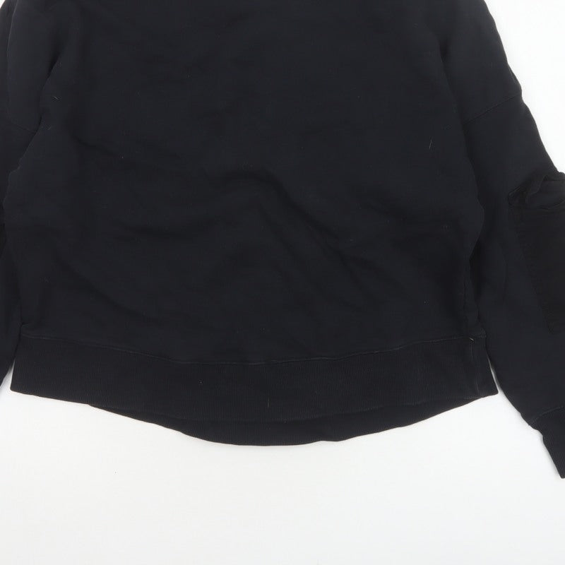 Additional view of Fabletics Women’s Black M Crew Neck Pullover Sweatshirt Zip Sleeve Pockets