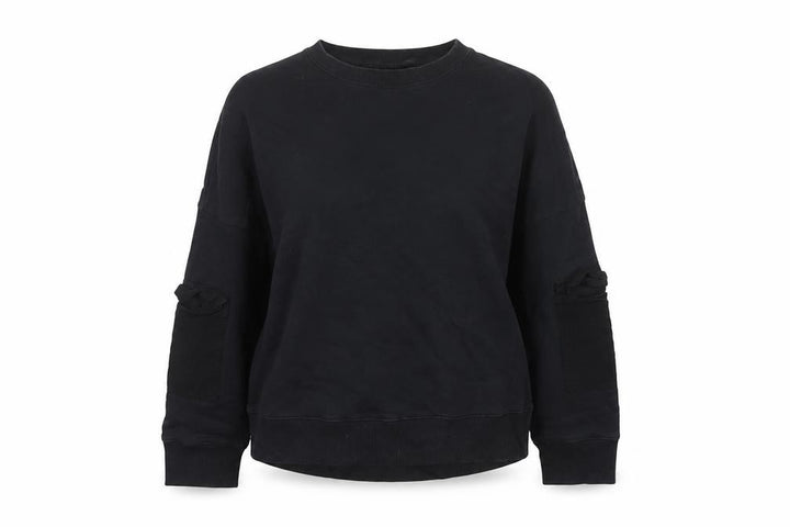 Fabletics Women’s Black M Crew Neck Pullover Sweatshirt Zip Sleeve Pockets