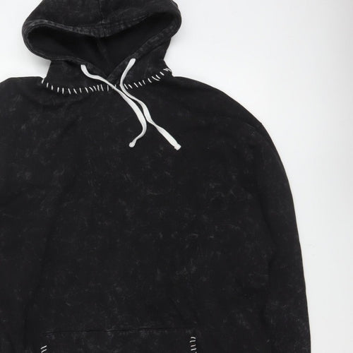 boohooMAN Men’s Black L Pullover Hoodie Fleece Whipstitch