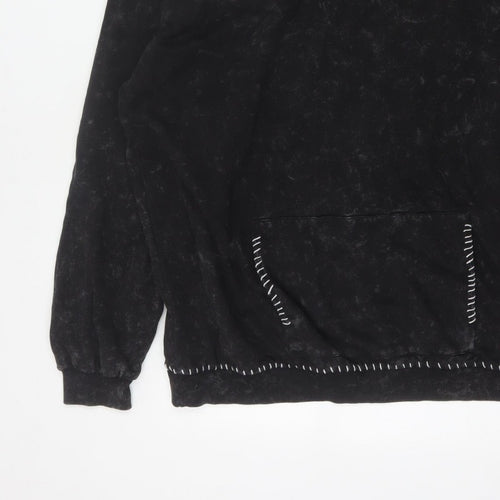 boohooMAN Men’s Black L Pullover Hoodie Fleece Whipstitch