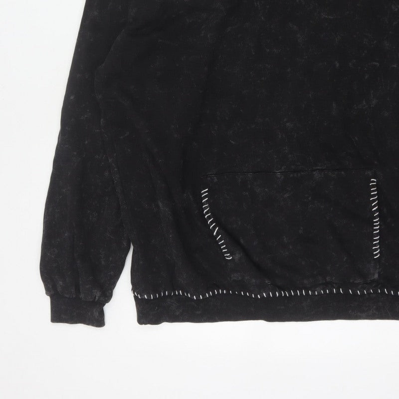 boohooMAN Men’s Black L Pullover Hoodie Fleece Whipstitch
