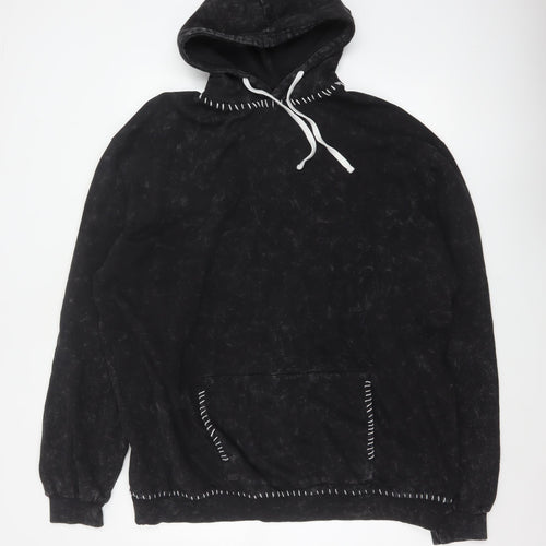 boohooMAN Men’s Black L Pullover Hoodie Fleece Whipstitch