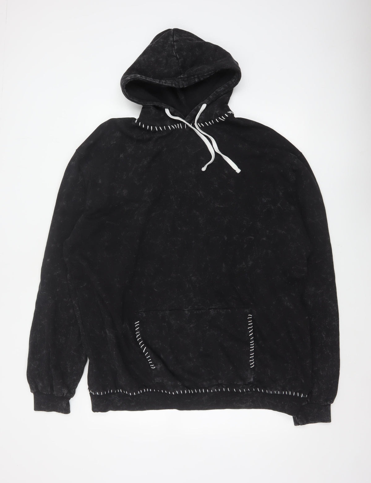 boohooMAN Men’s Black L Pullover Hoodie Fleece Whipstitch