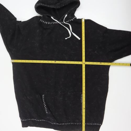 boohooMAN Men’s Black L Pullover Hoodie Fleece Whipstitch