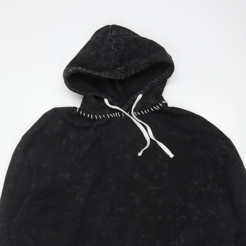 boohooMAN Men’s Black L Pullover Hoodie Fleece Whipstitch