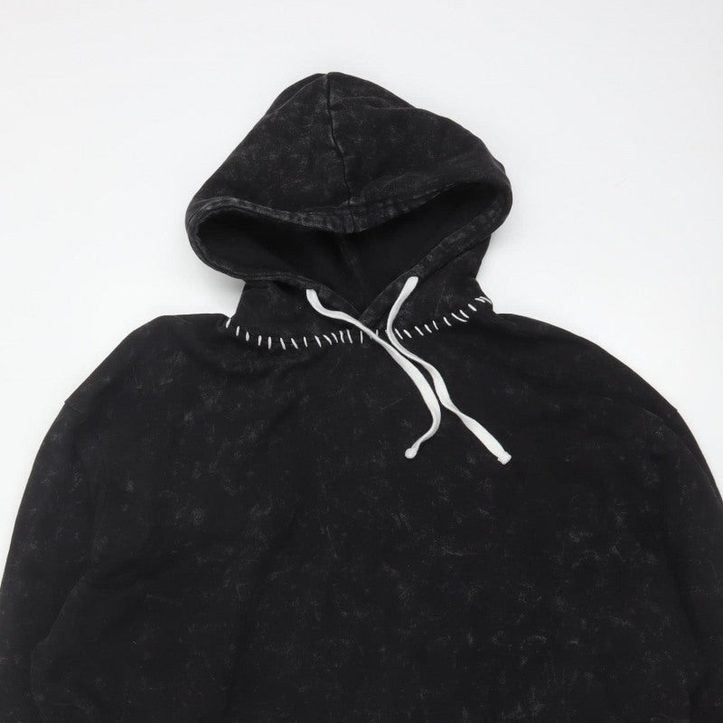 boohooMAN Men’s Black L Pullover Hoodie Fleece Whipstitch
