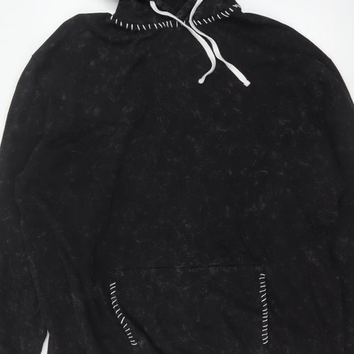 boohooMAN Men’s Black L Pullover Hoodie Fleece Whipstitch