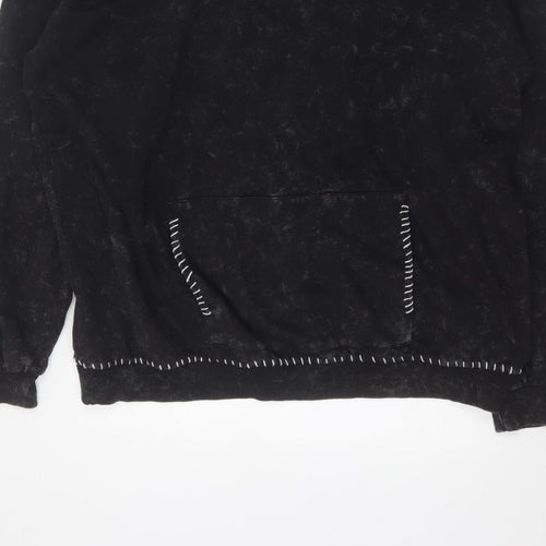 boohooMAN Men’s Black L Pullover Hoodie Fleece Whipstitch