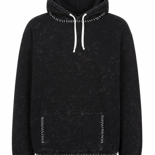 boohooMAN Men’s Black L Pullover Hoodie Fleece Whipstitch