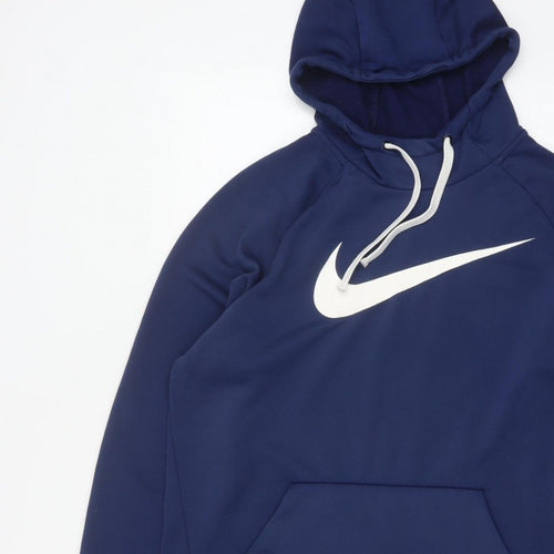 Nike Men’s Blue L Dri-FIT Pullover Logo Hoodie Sports