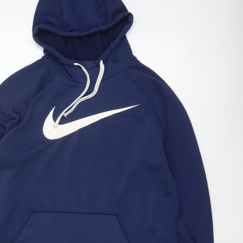 Nike Men’s Blue L Dri-FIT Pullover Logo Hoodie Sports