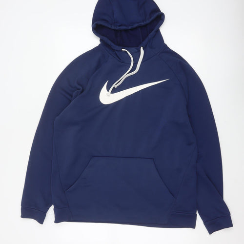 Nike Men’s Blue L Dri-FIT Pullover Logo Hoodie Sports