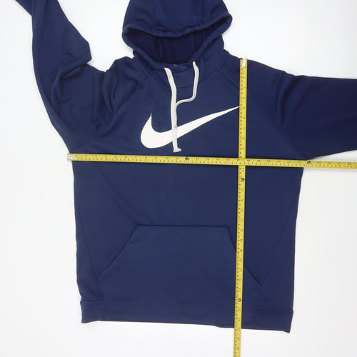 Nike Men’s Blue L Dri-FIT Pullover Logo Hoodie Sports