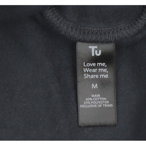 TU Women’s Black M Sparkle Glitter Logo Crew Neck Pullover Sweatshirt
