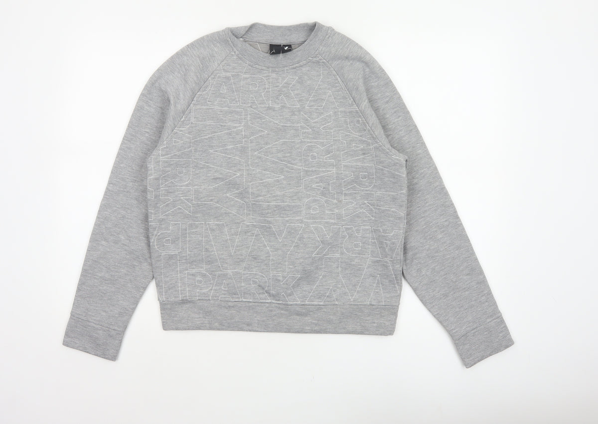 Back view of Ivy Park Women Grey XS Logo Print Raglan Crew Neck Pullover Sweatshirt